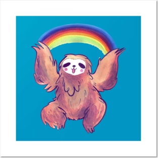 Fluffy Rainbow Sloth Posters and Art